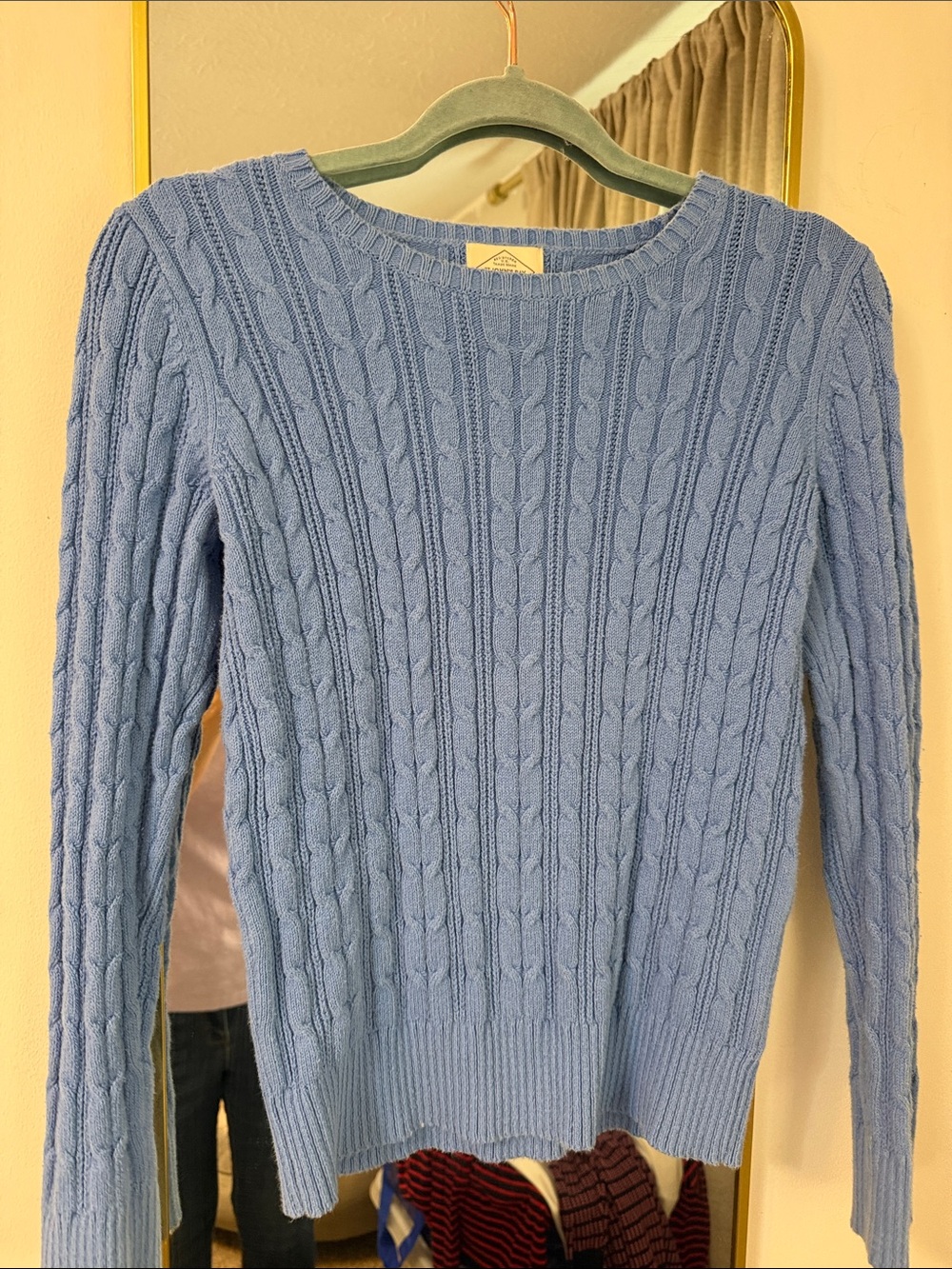 St. John's Bay Dusty Blue Cable-Knit Crewneck Sweater